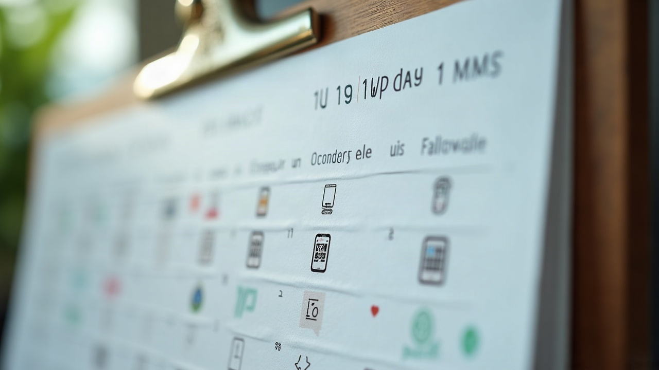 Calendar showing follow-up sequence with phone icons and checkmarks at Day 1, Day 3, Day 7, and Day 14