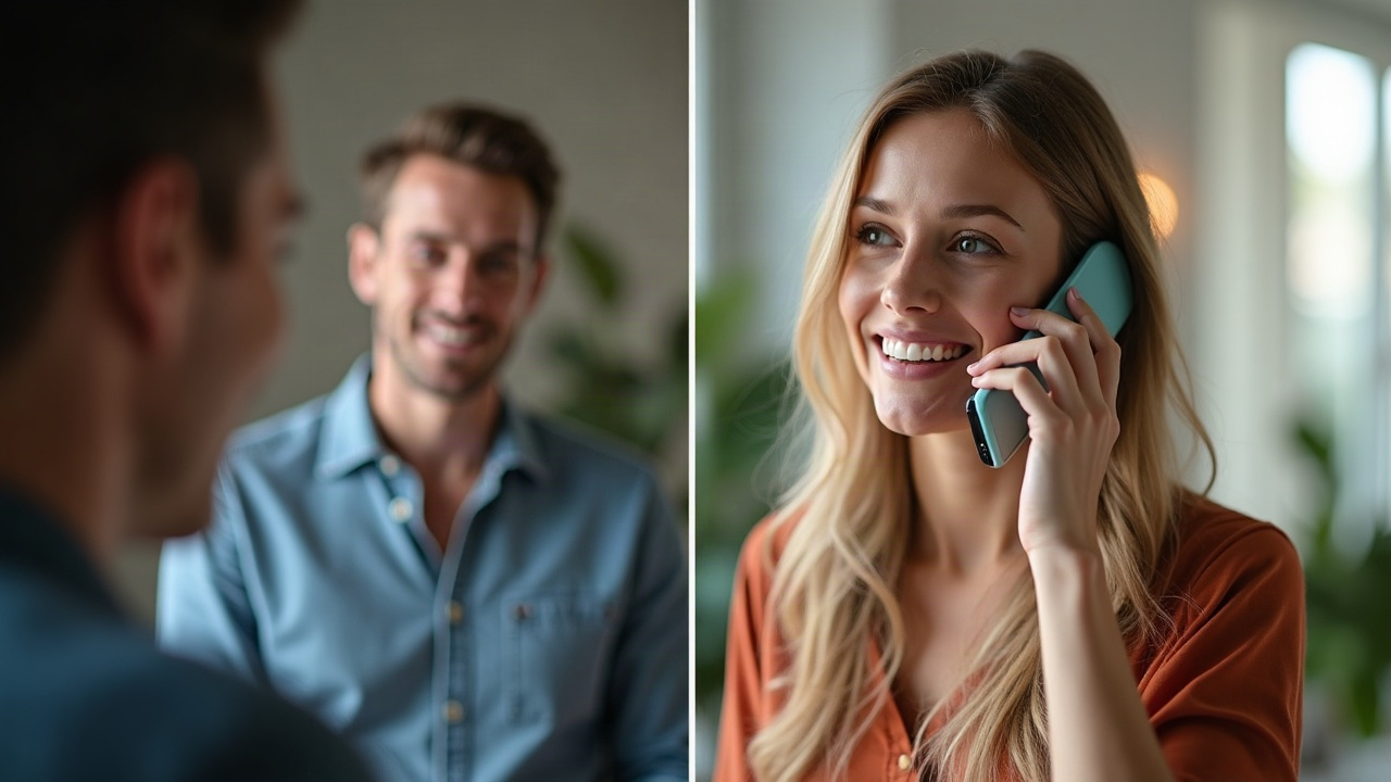Split-screen comparison showing a missed call notification on one side and a happy homeowner on a phone call on the other, illustrating the difference between ignored and answered post-install contact