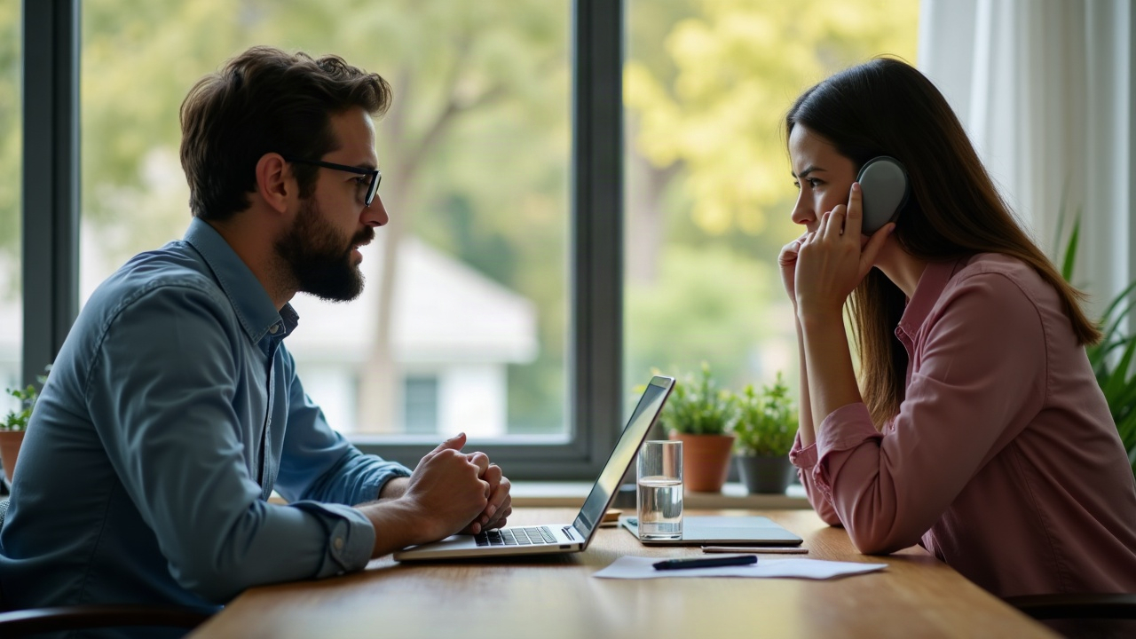 A split-screen comparison showing a frustrated homeowner getting voicemail on one side, and a satisfied homeowner speaking with a friendly office team member on the other side