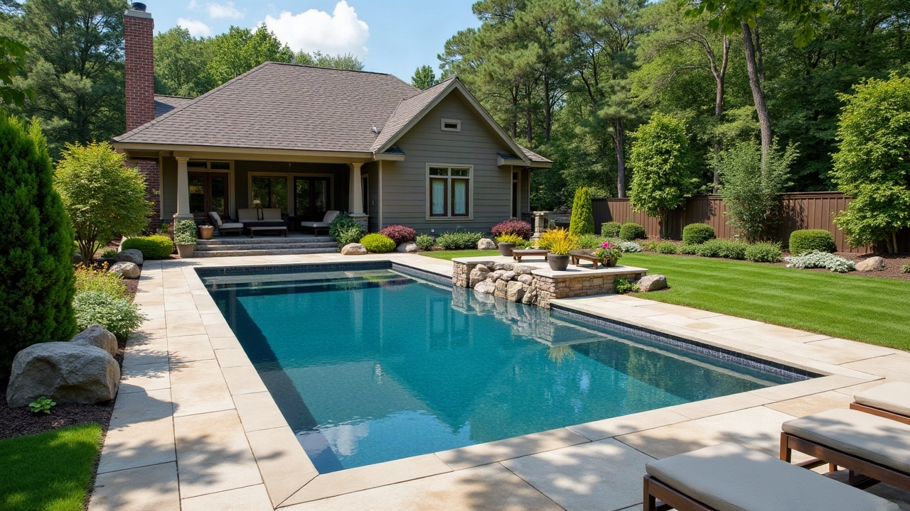 Side-by-side comparison of two backyard designs: one with pool as the centerpiece integrating landscaping, the other with landscaping dominant and pool as a secondary element
