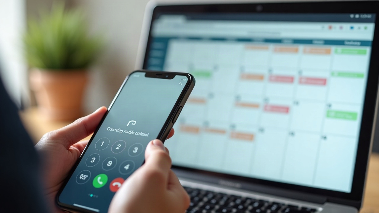 Split-screen comparison showing missed call notification on phone next to calendar with empty spring opening appointment slots