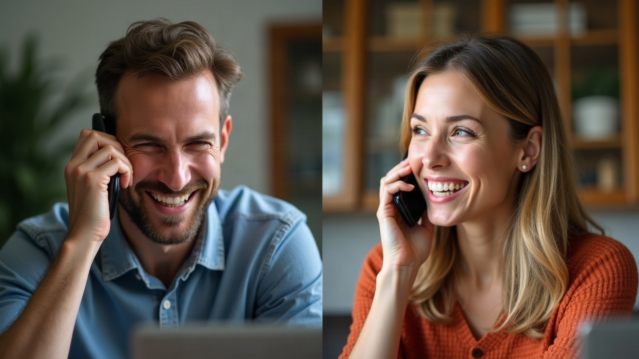 Split screen comparison showing homeowner on phone: left side shows voicemail screen with frustrated expression, right side shows live conversation with relieved, smiling expression
