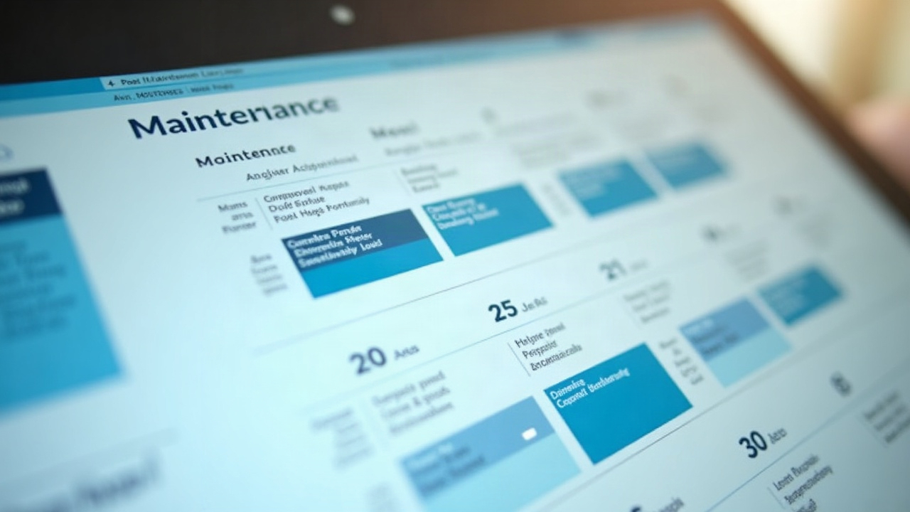Calendar view showing pool maintenance routes in blue and spa repair appointments blocked in a different color, illustrating how crossover work can be scheduled separately