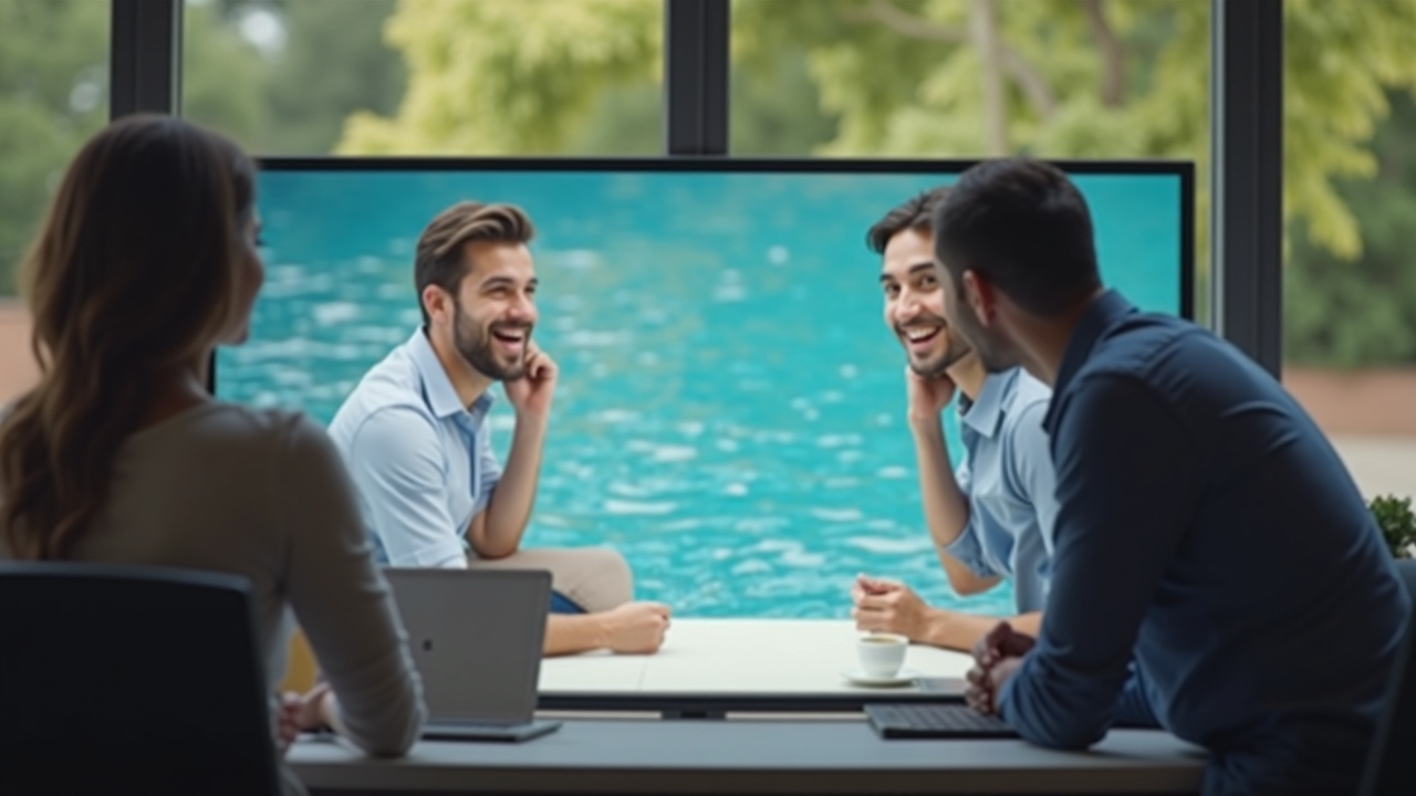 Split screen showing frustrated pool owner on hold versus happy customer getting immediate callback, emphasizing communication gap