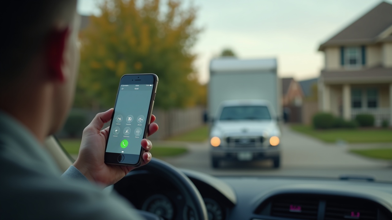 Split-screen comparison showing a ringing phone with missed call notifications on one side and a competitor's truck arriving at a customer's home on the other