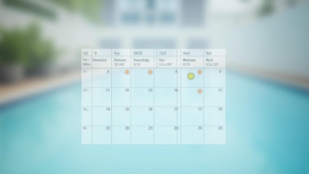 Calendar view showing multiple scheduled pool estimates with checkmarks, representing successfully booked after-hours calls