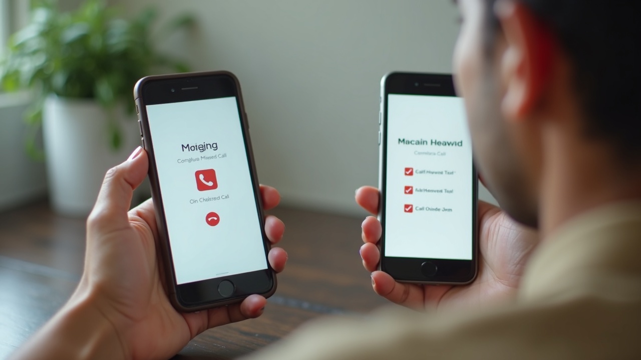 Before-and-after comparison graphic: phone with missed call notifications vs. phone with