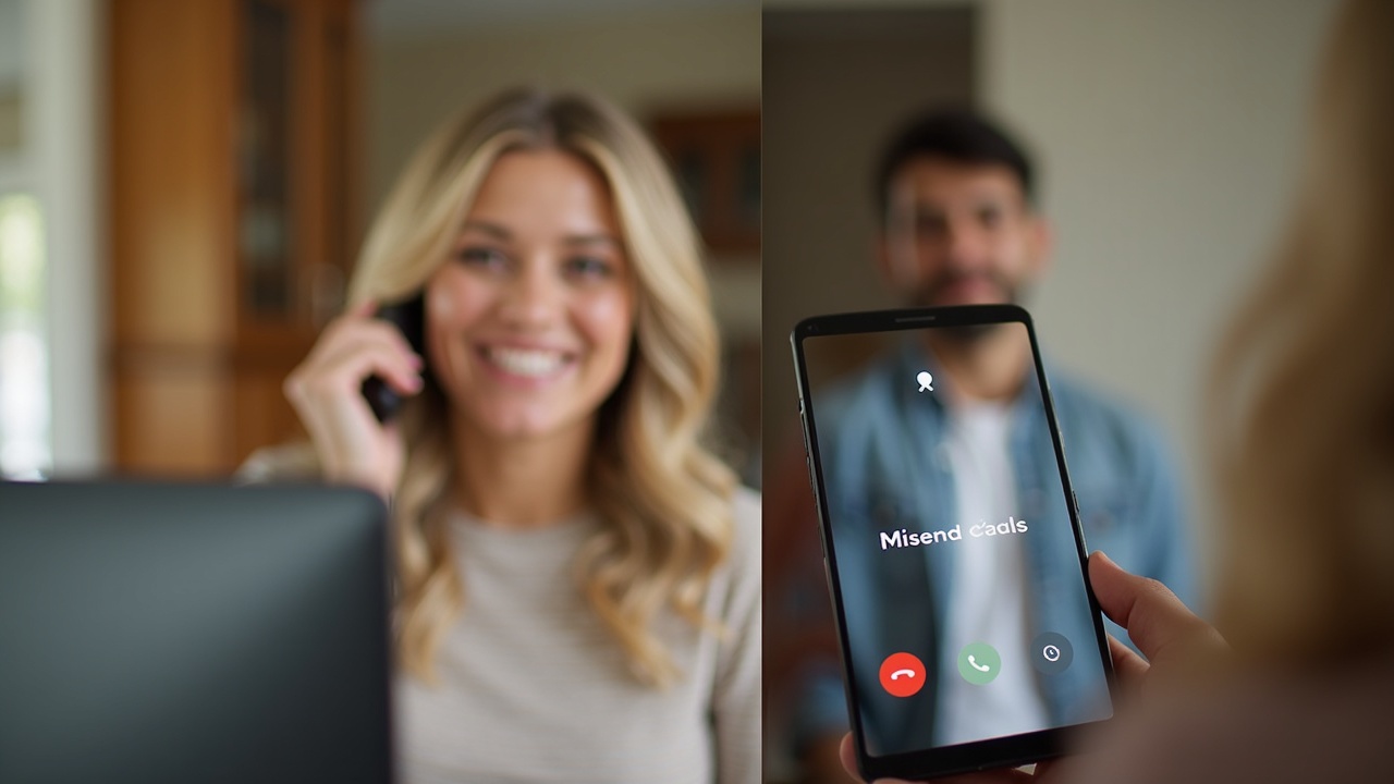 A split-screen comparison showing a smiling homeowner on a phone call on one side, and a missed call notification on a phone screen on the other side