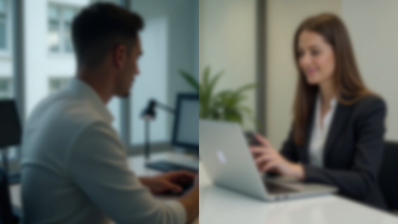 Split-screen comparison showing missed call notification on phone versus professional receptionist answering call at desk