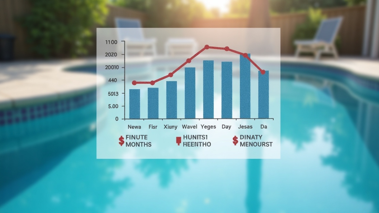 Dashboard or chart showing pool company revenue comparison between summer months and winter months, highlighting the revenue gap and opportunity