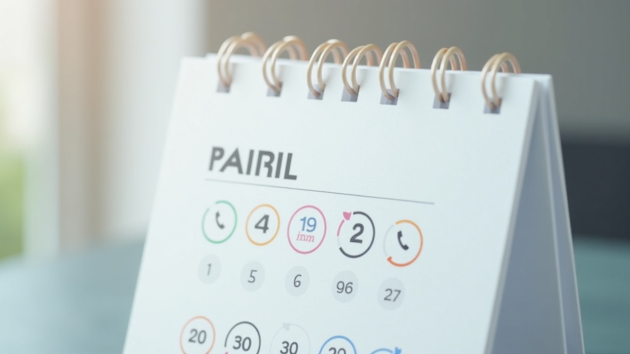 Calendar showing a three-week period in April marked 