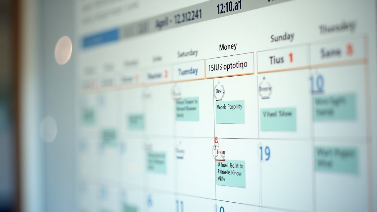 Calendar view showing March and April with pool opening appointments, renovation project dates, and site visits marked, illustrating a fully booked pre-season schedule