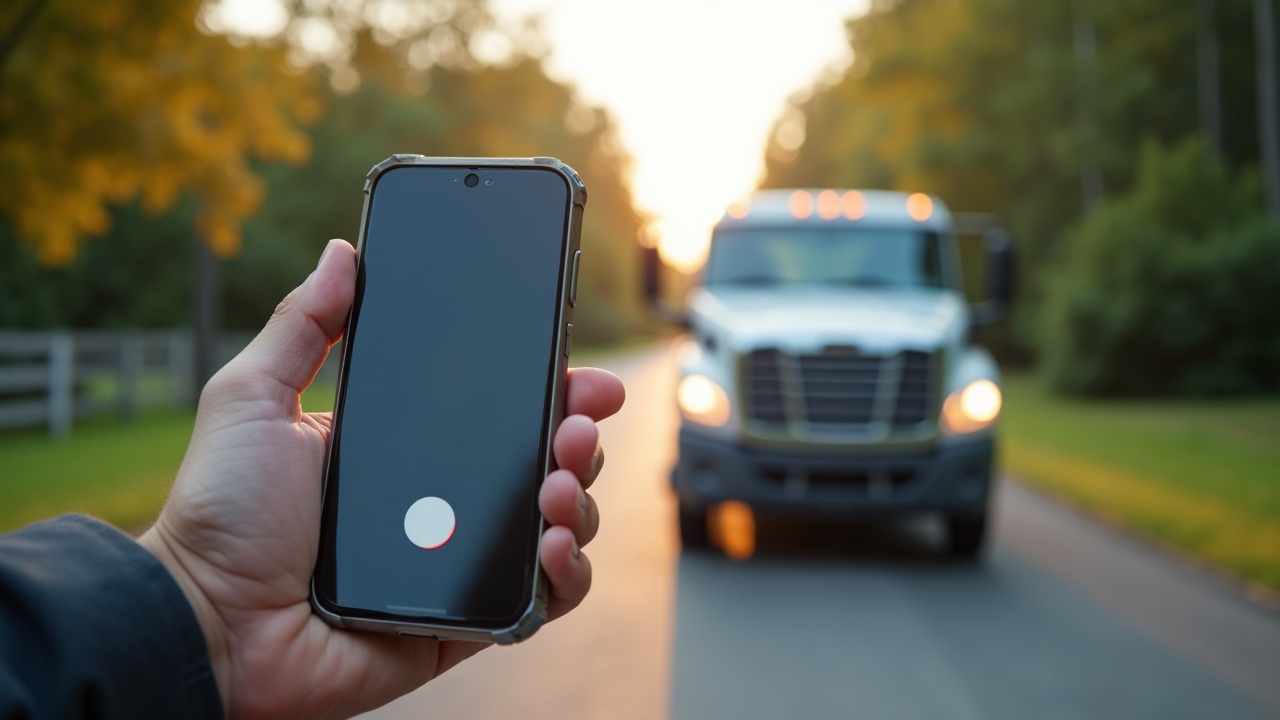 Split-screen showing a missed call notification on a phone next to a competitor's truck pulling into a driveway, illustrating lost replacement opportunity