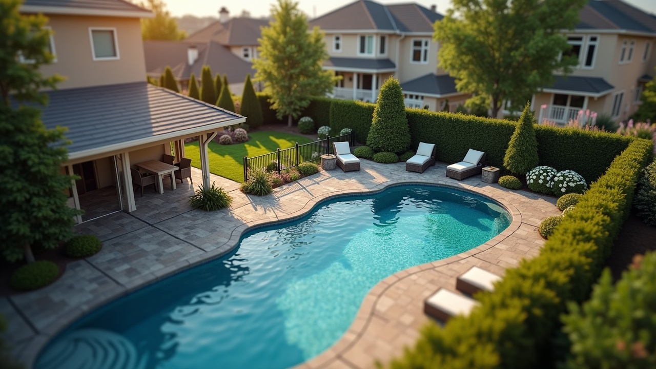 Aerial view of a residential neighborhood with multiple backyard pools, illustrating geographic service density and expansion opportunities