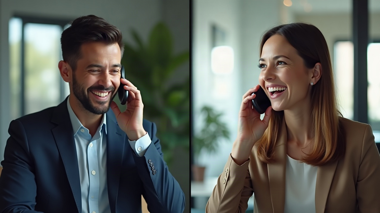 Split-screen comparison showing a frustrated customer getting a voicemail on the left, and a happy customer talking to a live receptionist booking an appointment on the right