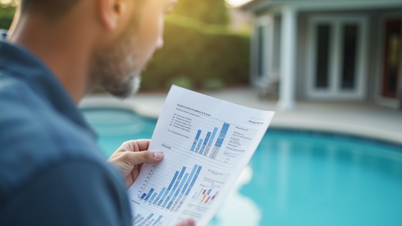 Pool service business owner reviewing revenue report highlighting recovered warranty-misclassified service calls with dollar amounts