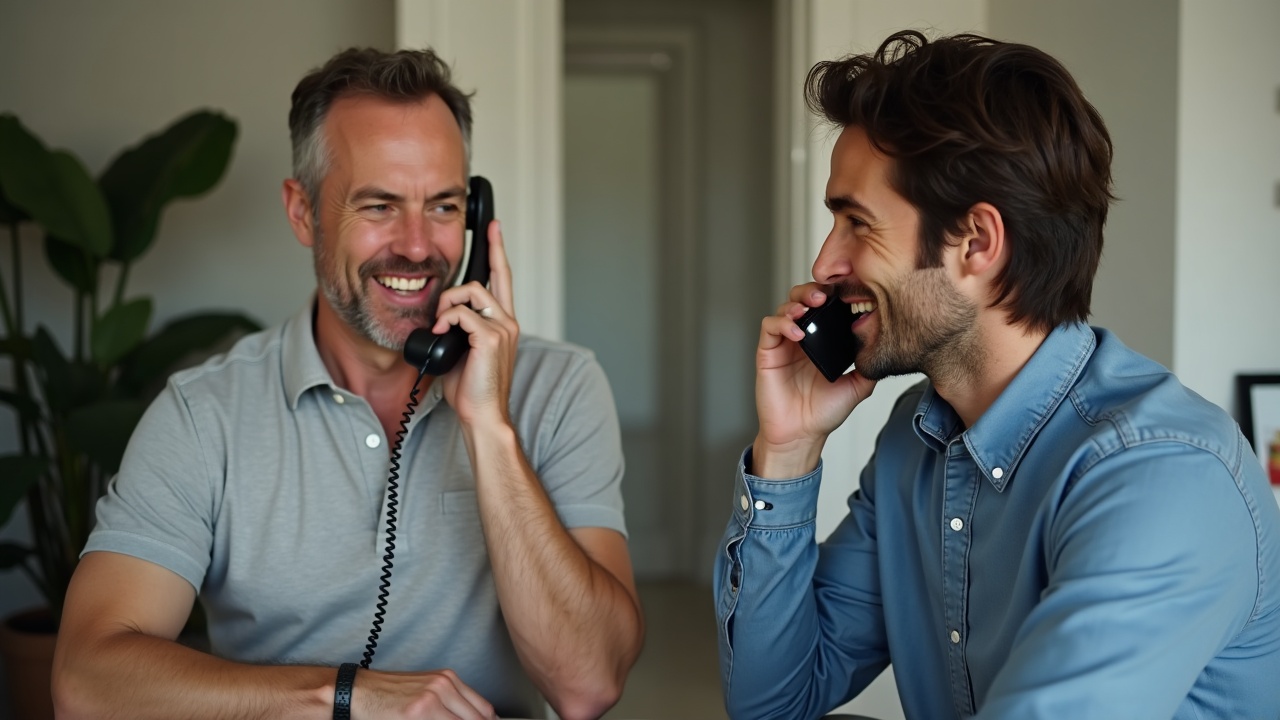 Split-screen comparison showing frustrated homeowner on hold versus smiling client having professional phone conversation with pool service representative