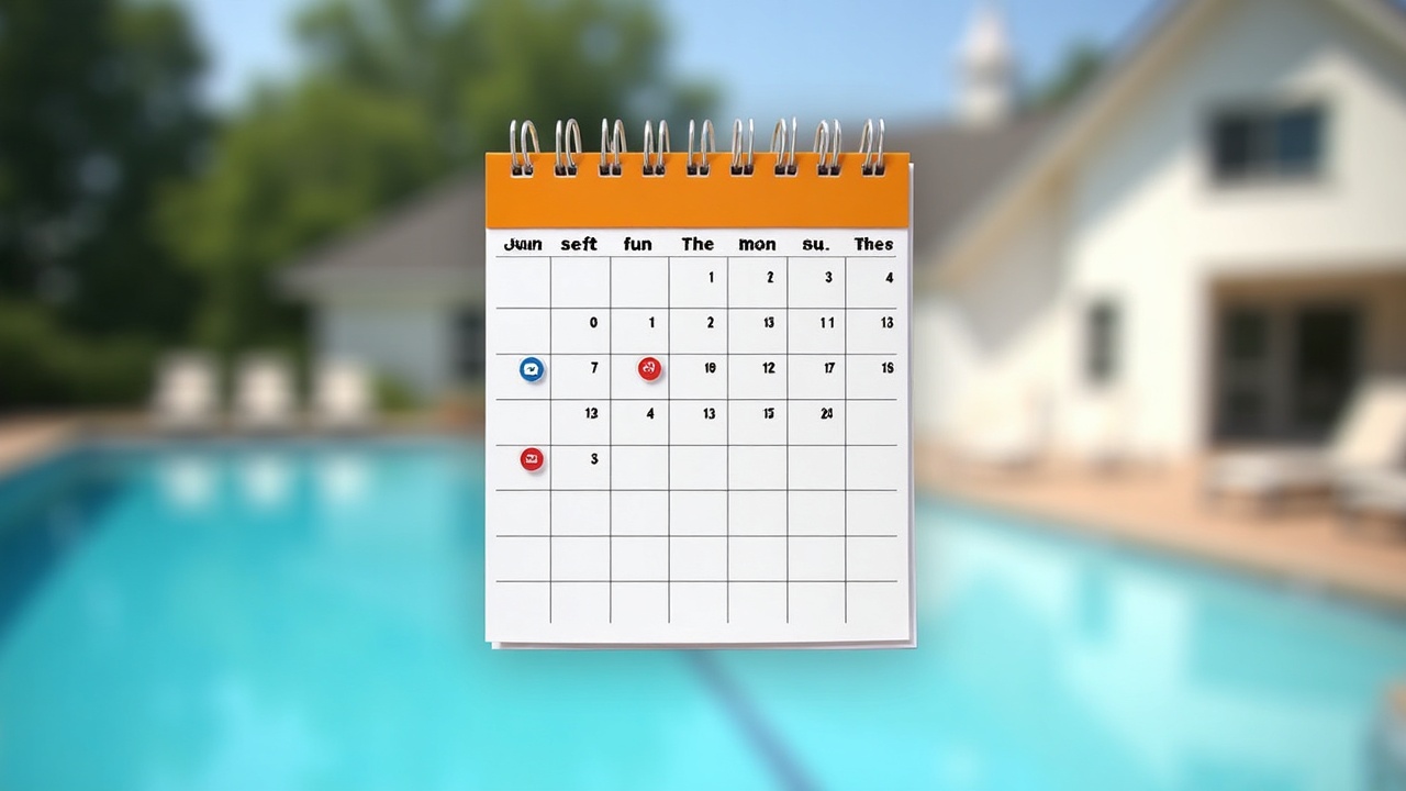 Calendar view showing a fully booked pool closing schedule for late October and early November with appointment details