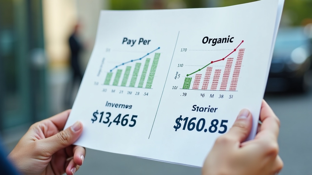 A side-by-side comparison chart showing cost per acquisition from pay-per-lead services versus organic inquiries, with profit margins highlighted