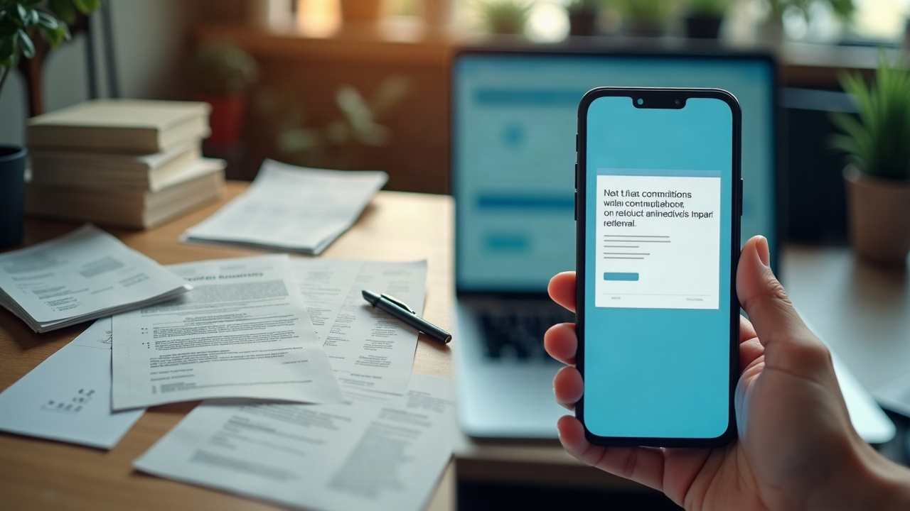 Split-screen showing a cluttered desk with unanswered renewal forms on one side and a phone with a completed renewal confirmation on the other, illustrating the communication gap