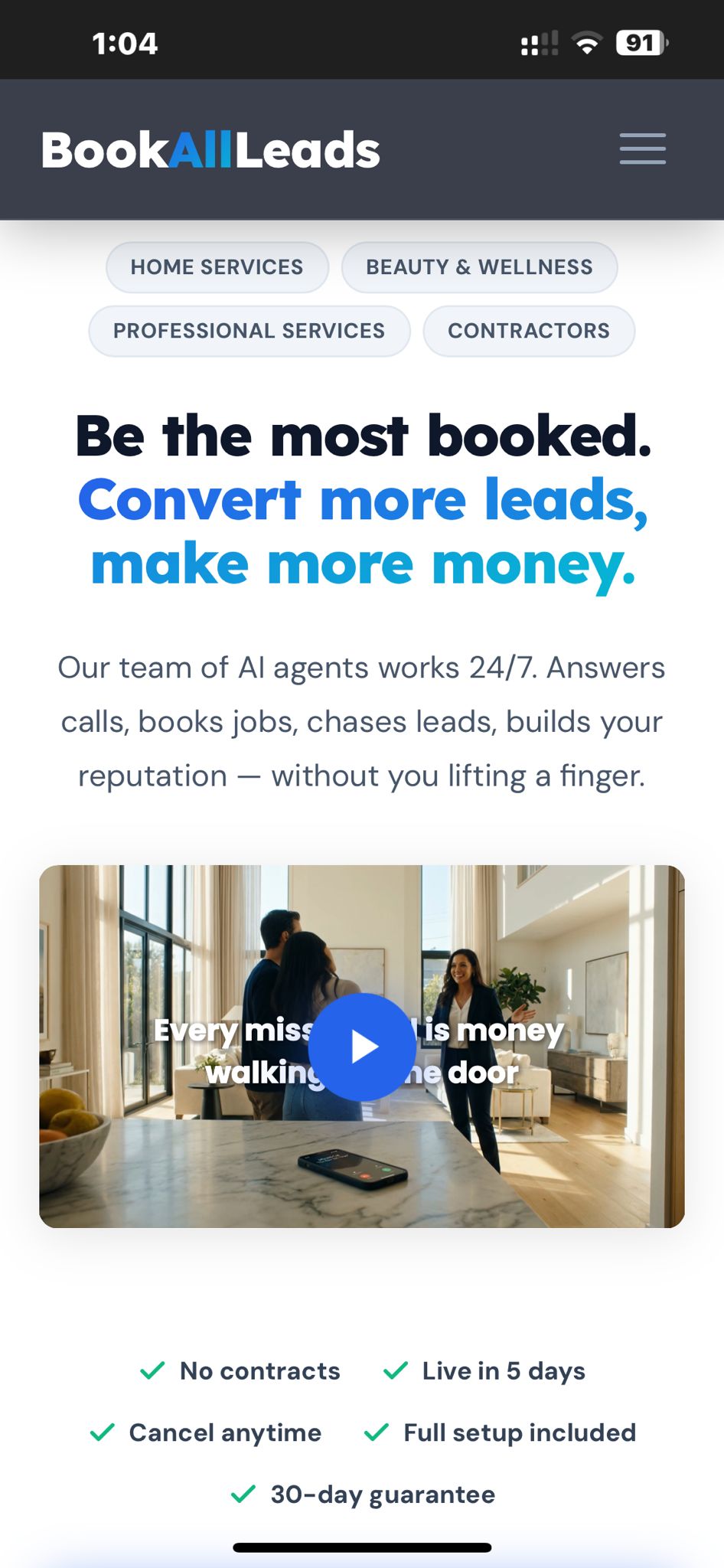BookAllLeads website
